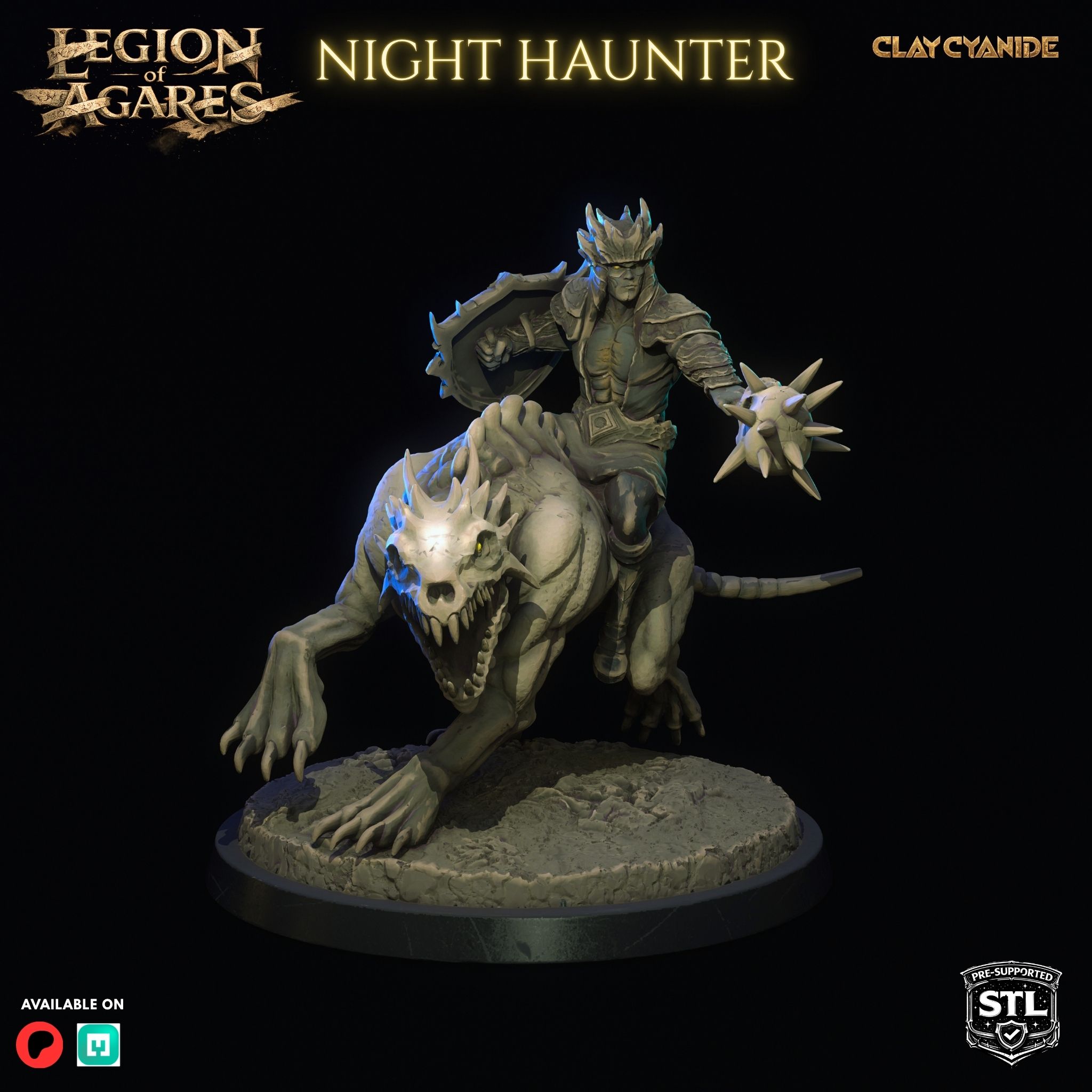 Agares Night Haunter miniature STL — Clay Cyanide Legion of Agares villain set